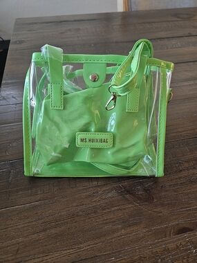 Neon Green Clear Tote Bag